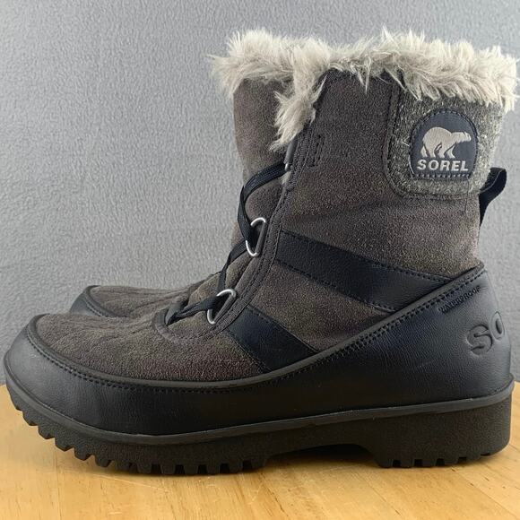 Sorel Tivoli II Suede Leather Waterproof Snow Boots Gray/Black Women’s Size 8 US